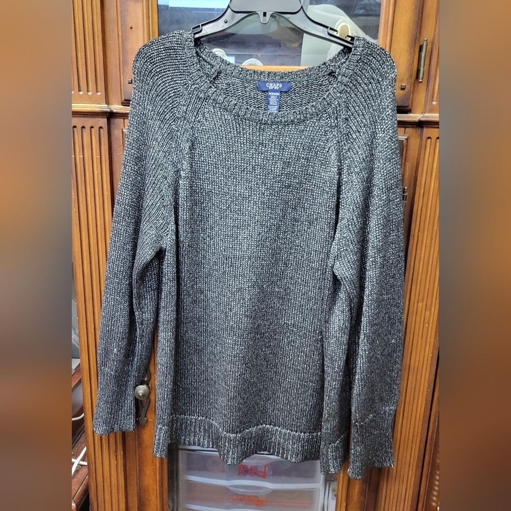 CHAPS Black W Silver Hue 2X Sweater